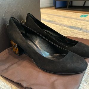 Gucci Black Suede Bamboo Heels NEW Sz. 38 EU/7.5 US